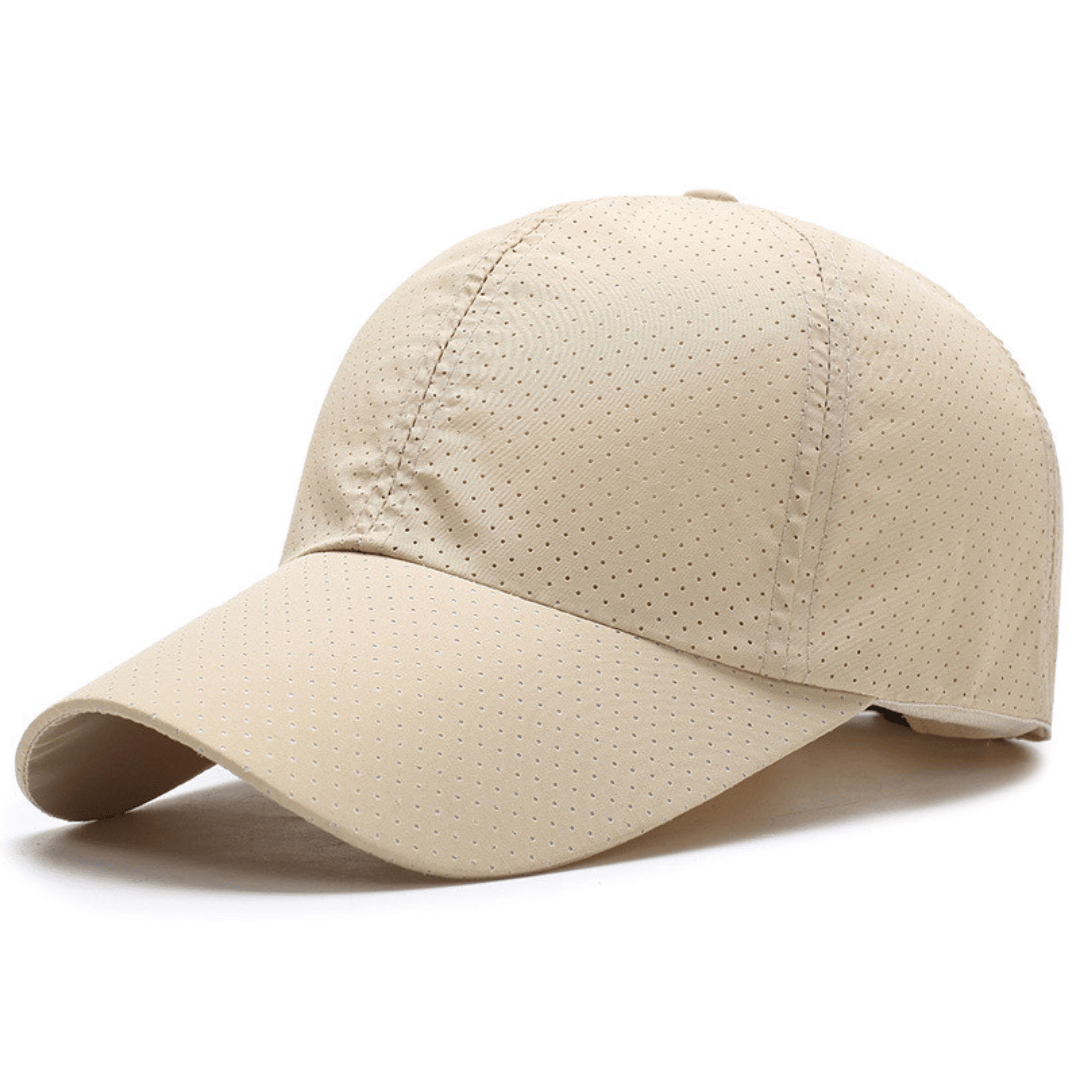 Beige baseball cap on a white background