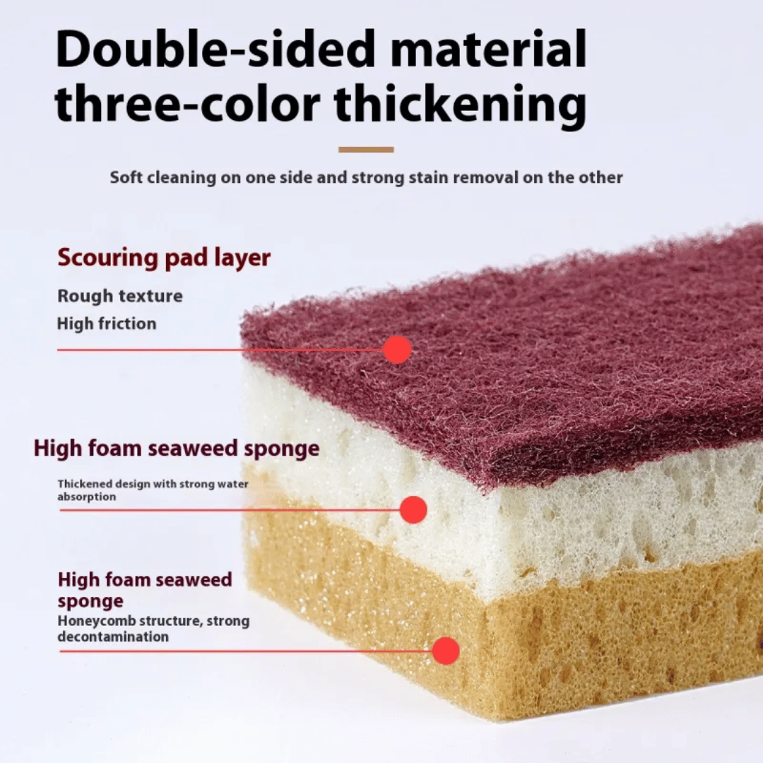 TriFoam 3-in-1 high-foam sponge brush with ergonomic handle for kitchen and dish cleaning
