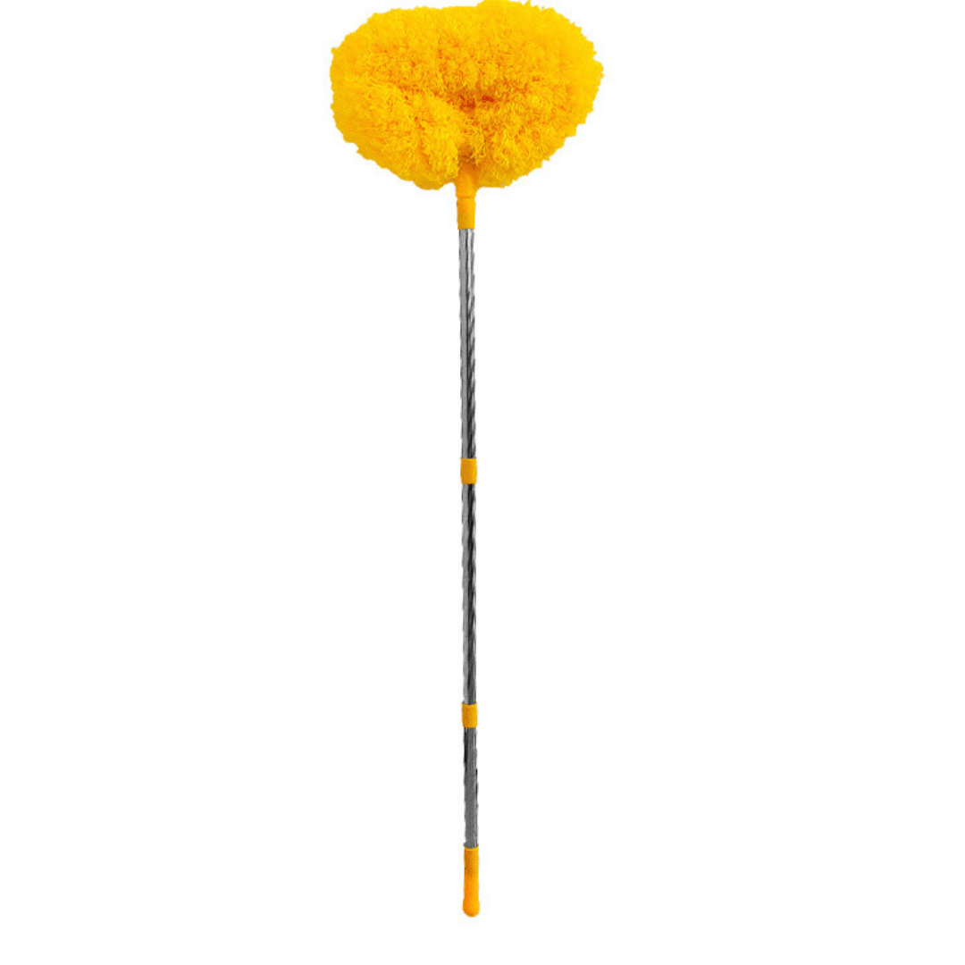 DustSweep retractable feather duster with 360-degree circular ring design for complete surface coverage