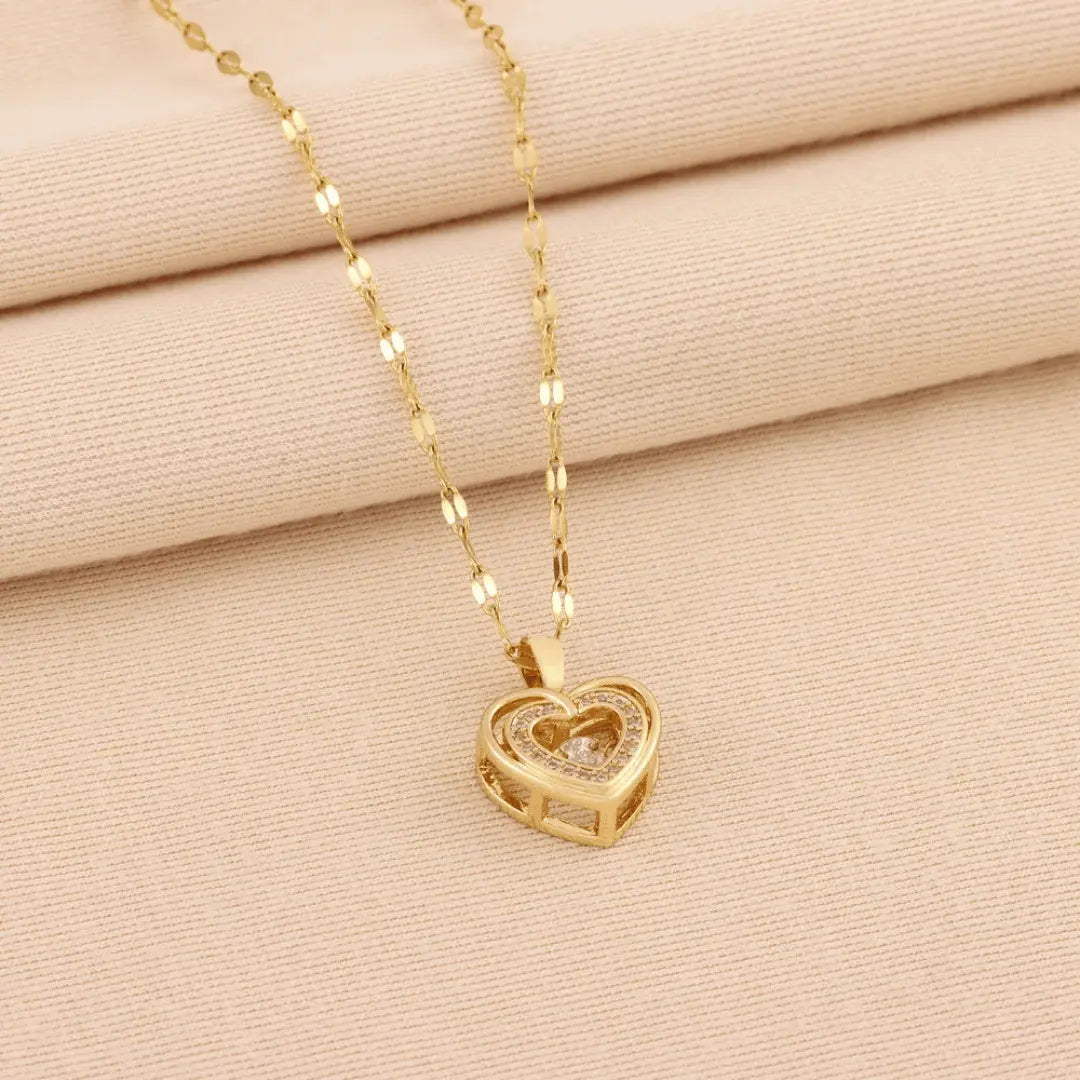 Golden Heart Pendant Necklace close-up - exquisite craftsmanship and timeless design