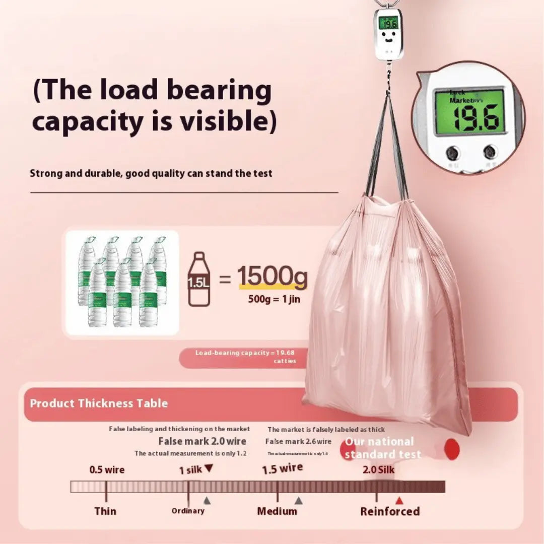 DormEase pink decorative trash bags adding stylish color to dorm room waste management