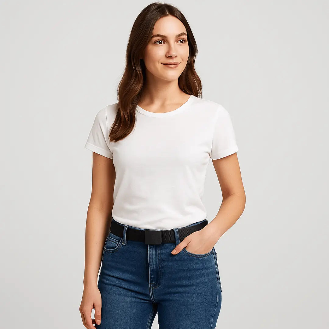 SecretBelt hidden pocket demonstration showing secure compartment for cash and cards - travel security belt