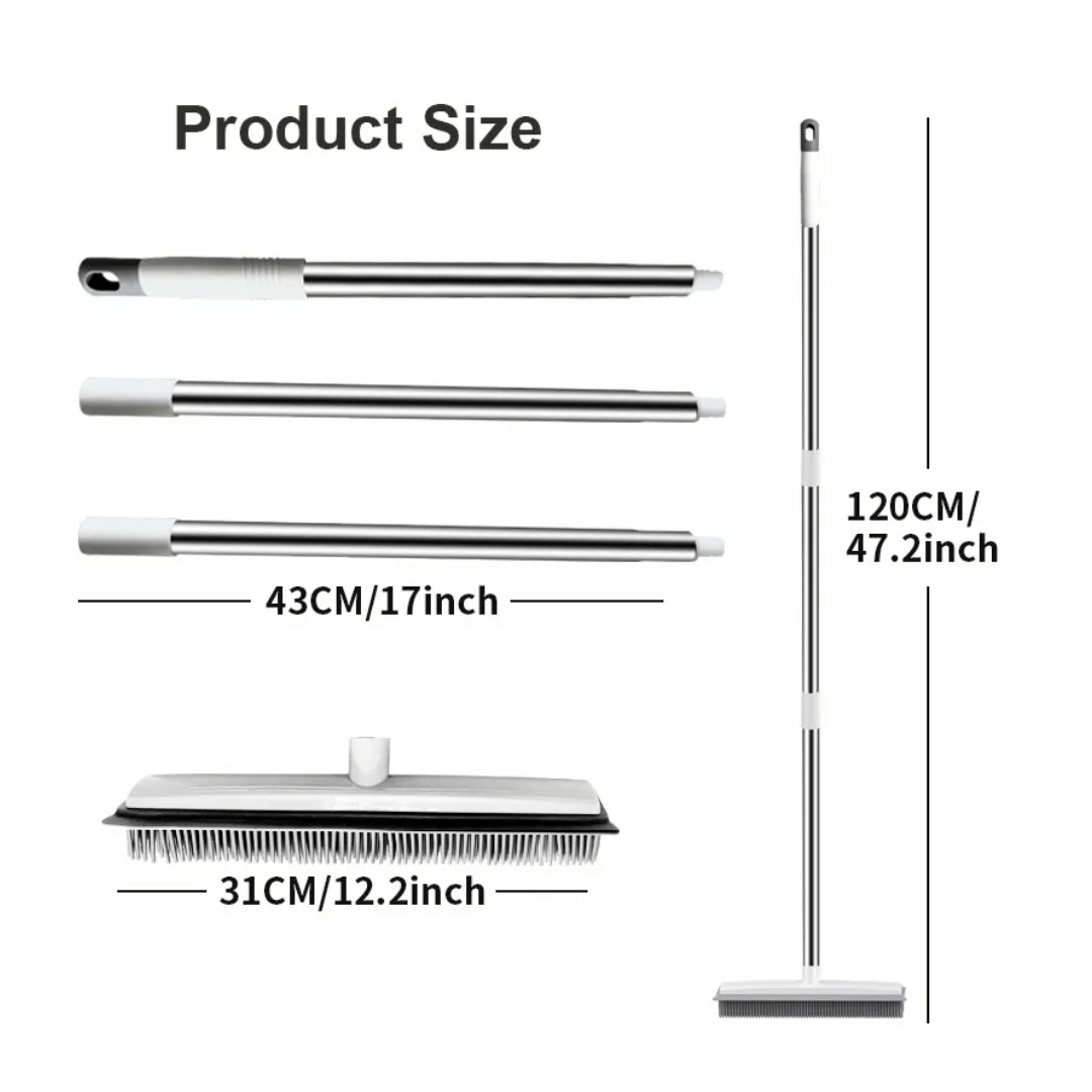 Measurement chart of a cleaning tool with dimensions labeled.