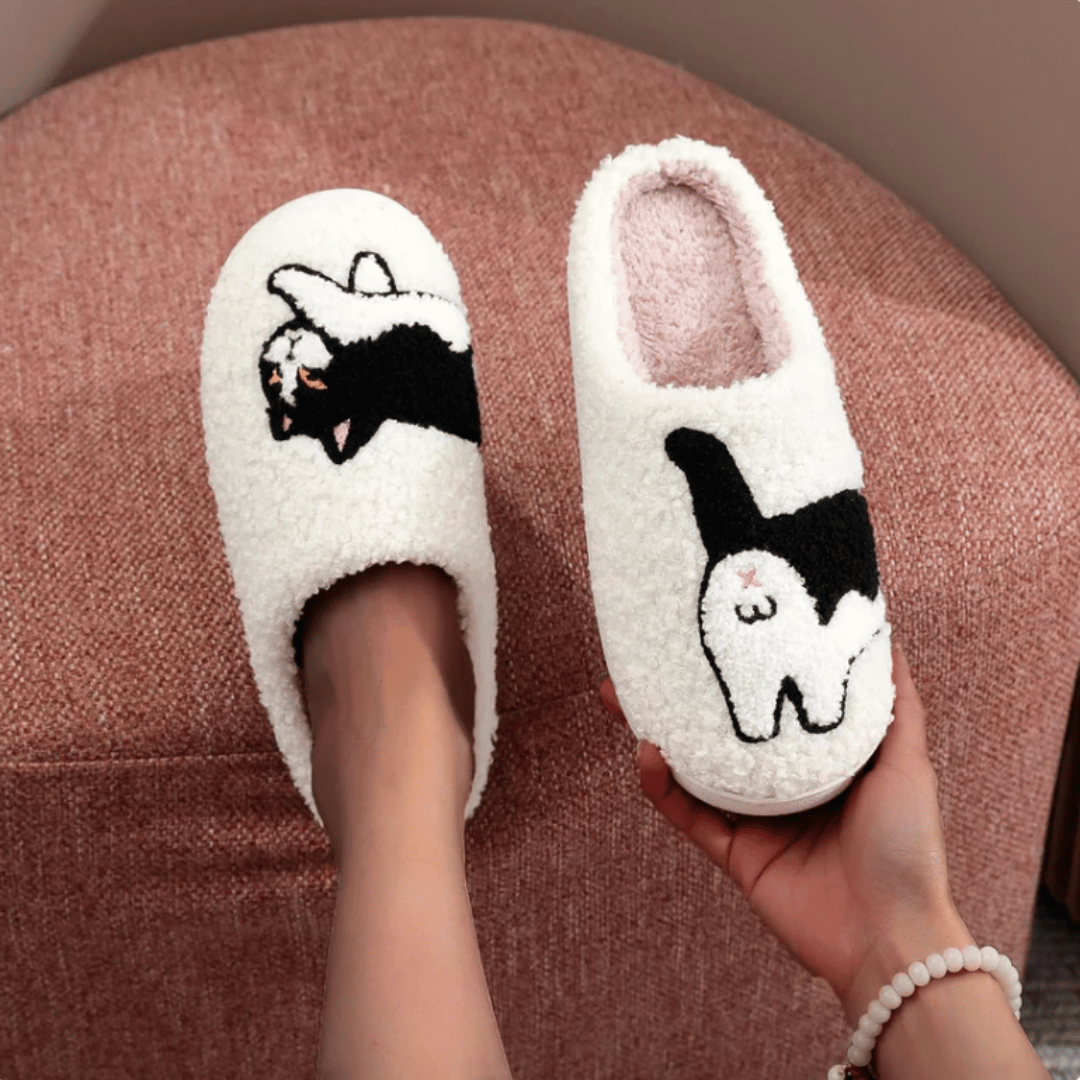 PugSlides cat animal slippers - cozy house slippers featuring cute cat design in multiple sizes