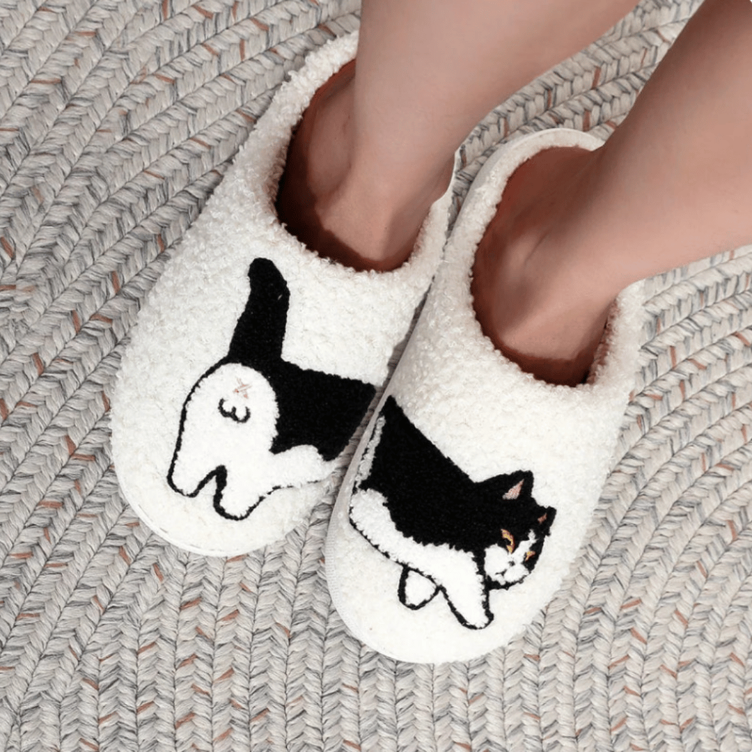 PugSlides cat animal slippers - cozy house slippers featuring cute cat design in multiple sizes