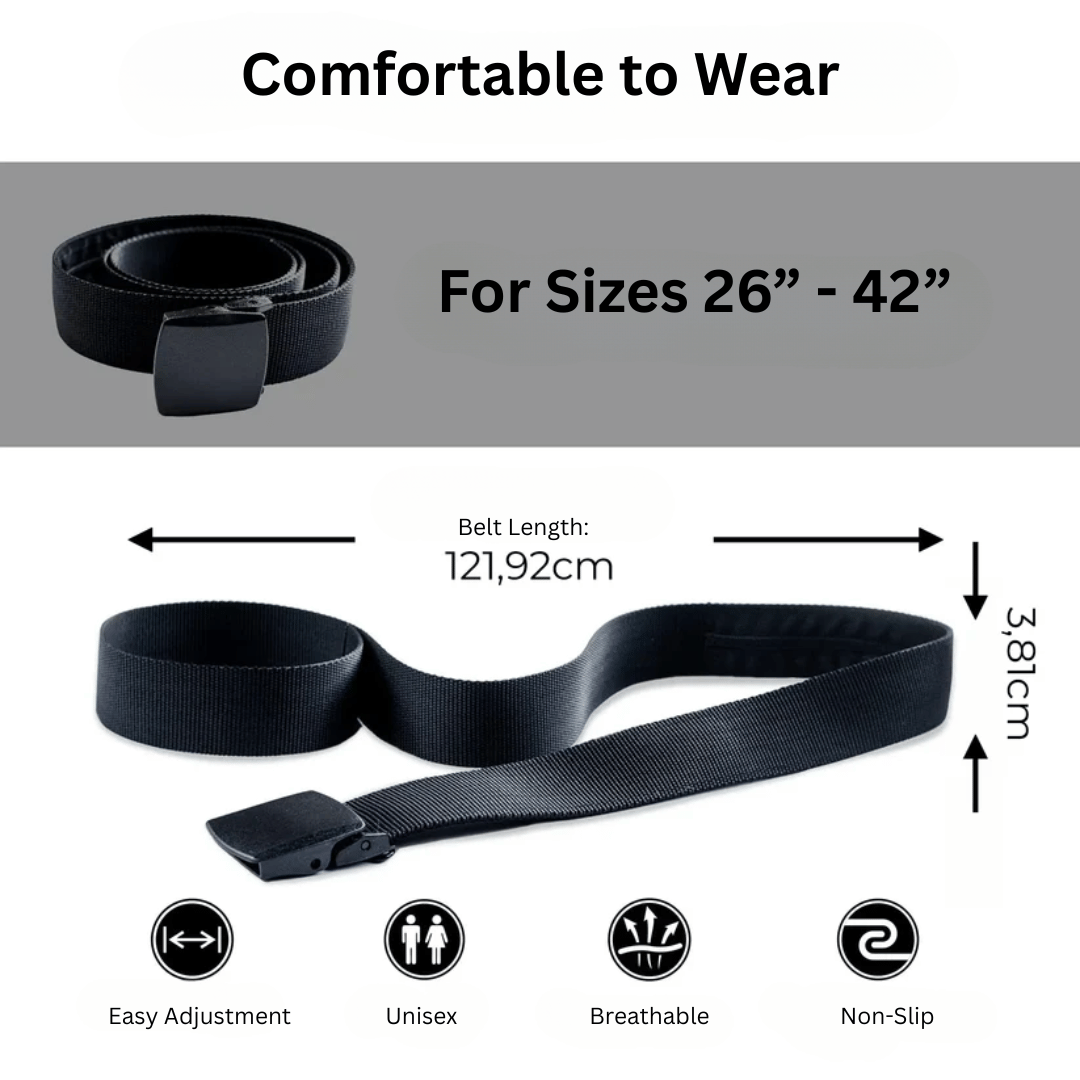 SecretBelt hidden pocket demonstration showing secure compartment for cash and cards - travel security belt