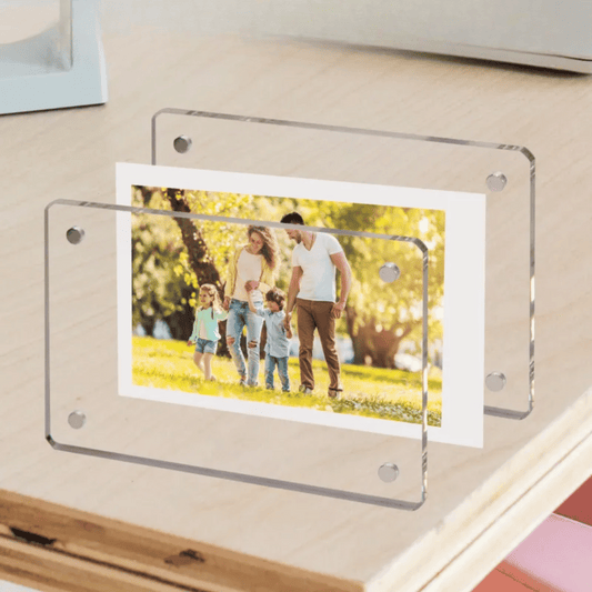 ClearMag acrylic magnetic photo frame with clear design for displaying photos on fridge and kitchen surfaces