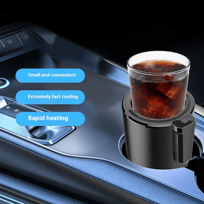 ThermaSwitch portable cooling and heating cup with temperature control display and sleek black design