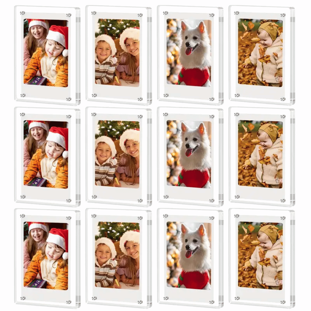 ClearMag acrylic magnetic photo frame with clear design for displaying photos on fridge and kitchen surfaces