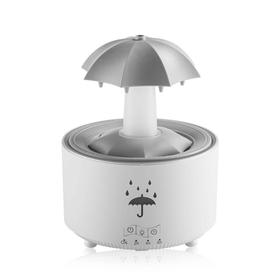 White and gray electronic device resembling an umbrella on a white background