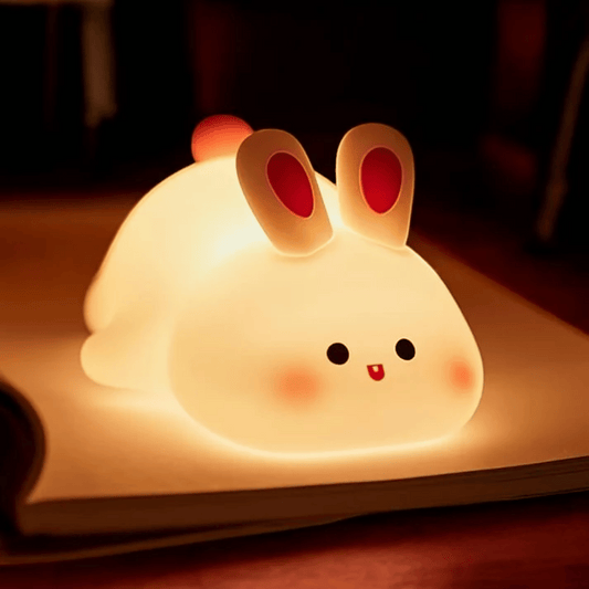 Cute rabbit night light for kids - soft silicone LED lamp with touch activation