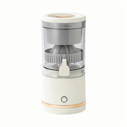Clear kitchen appliance with white base and gray top on a white background