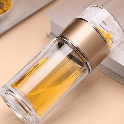 InfusionPro tea infuser bottle parts - dual chamber system for perfect brewing