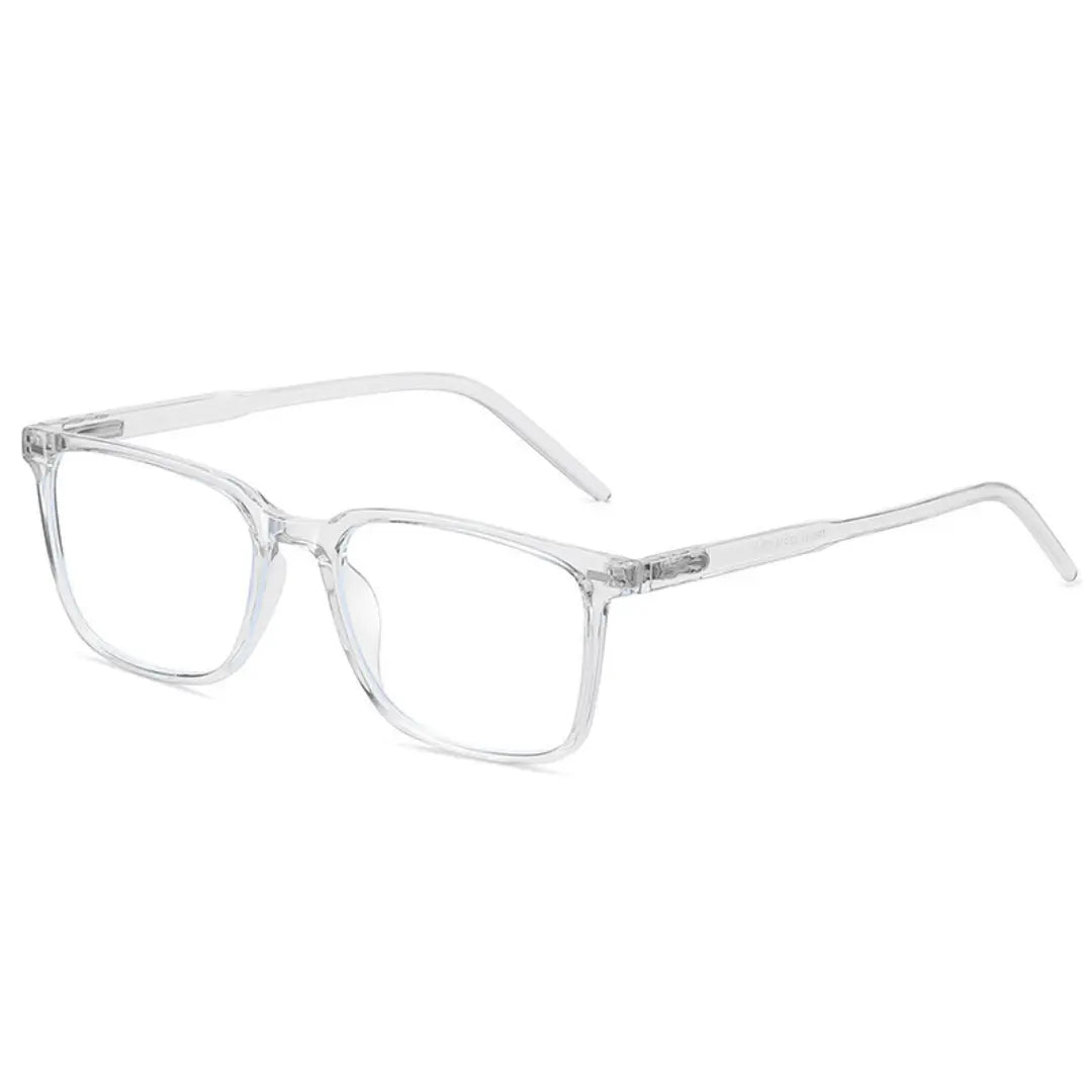 Clear eyeglasses on a white background