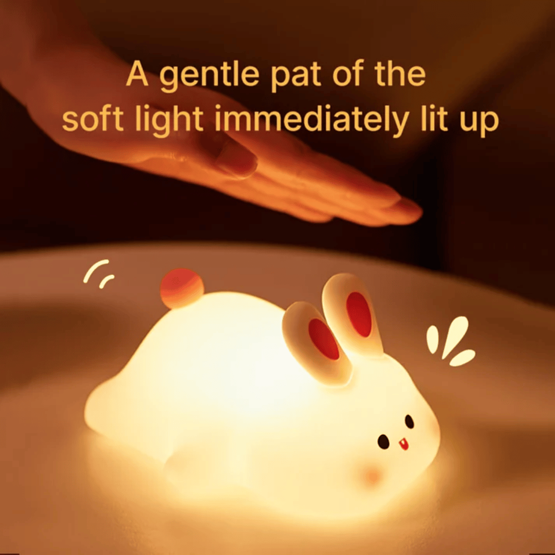 Adorable rabbit night light in child's bedroom - soft glow nursery lighting