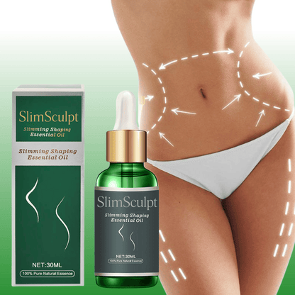 SlimSculpt natural essential oil application on skin - body contouring massage oil for firmer, smoother appearance