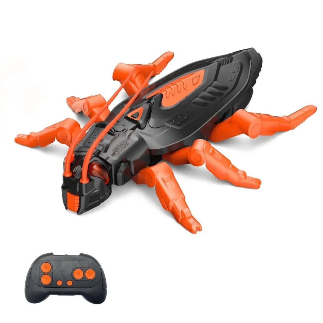 Toy spider with remote control on a white background