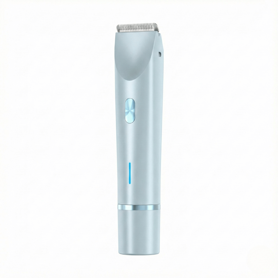 Silver hair trimmer on a white background