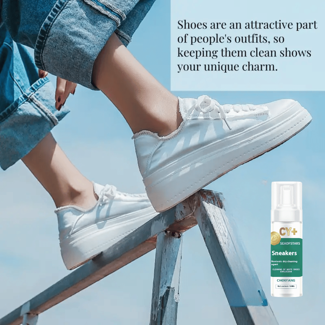 FreshKicks foam sneaker cleaner bottle with deep cleaning formula for all shoe types and footwear maintenance