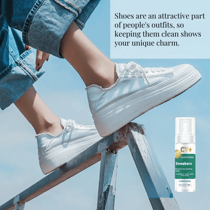 FreshKicks foam sneaker cleaner bottle with deep cleaning formula for all shoe types and footwear maintenance