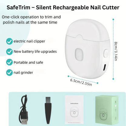 SafeTrim silent rechargeable electric nail cutter with precise cutting technology for safe nail trimming