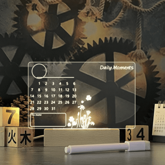 Calendar with floral design on a mechanical gear background