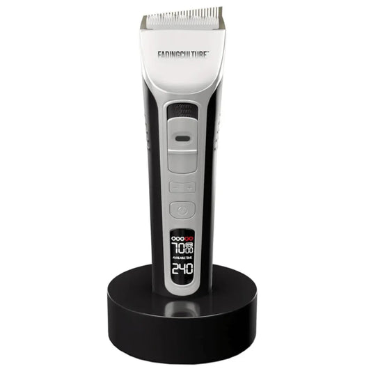 Hair trimmer with digital display on a white background