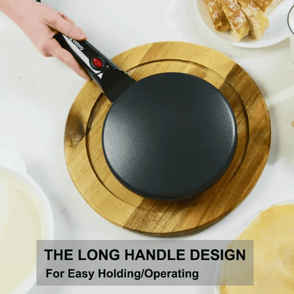QuickBake electric pancake pan with non-stick surface for perfect breakfast cooking