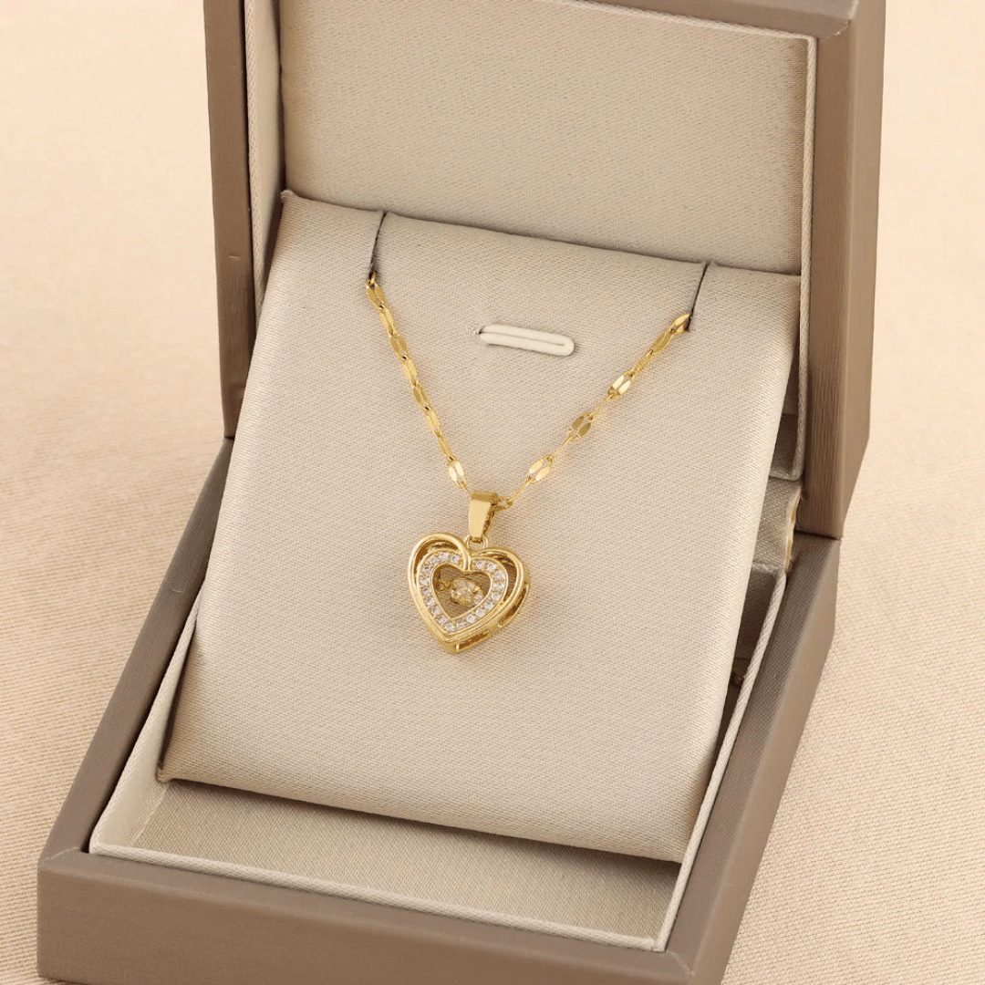 Golden Heart Pendant Necklace close-up - exquisite craftsmanship and timeless design