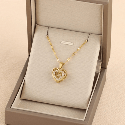 Golden Heart Pendant Necklace close-up - exquisite craftsmanship and timeless design
