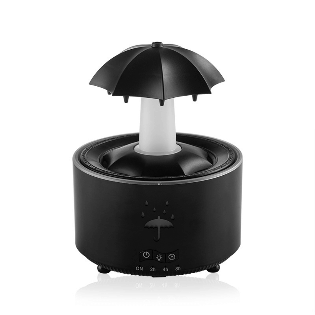 Black umbrella-shaped humidifier on a white background