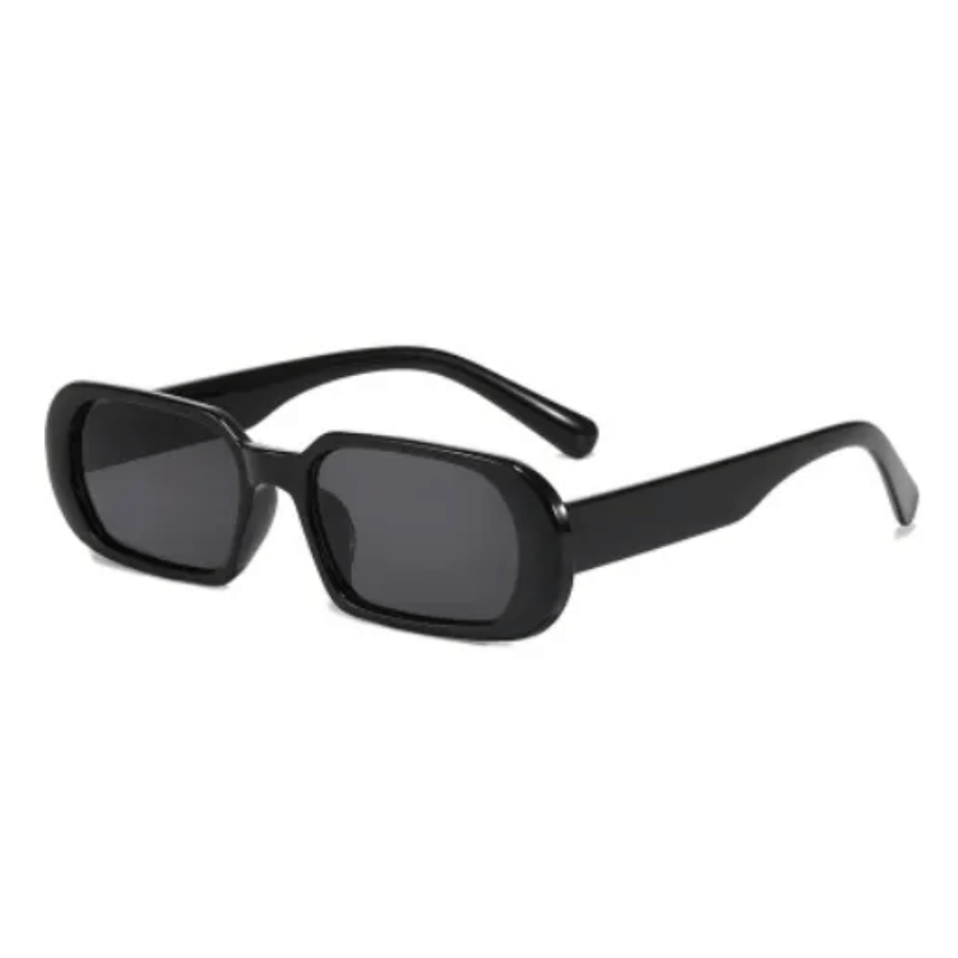 A pair of NoirVision black sunglasses with a minimalist design, displayed against a white background.