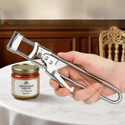 Cork screw being used to open a jar on a table with a blurred background