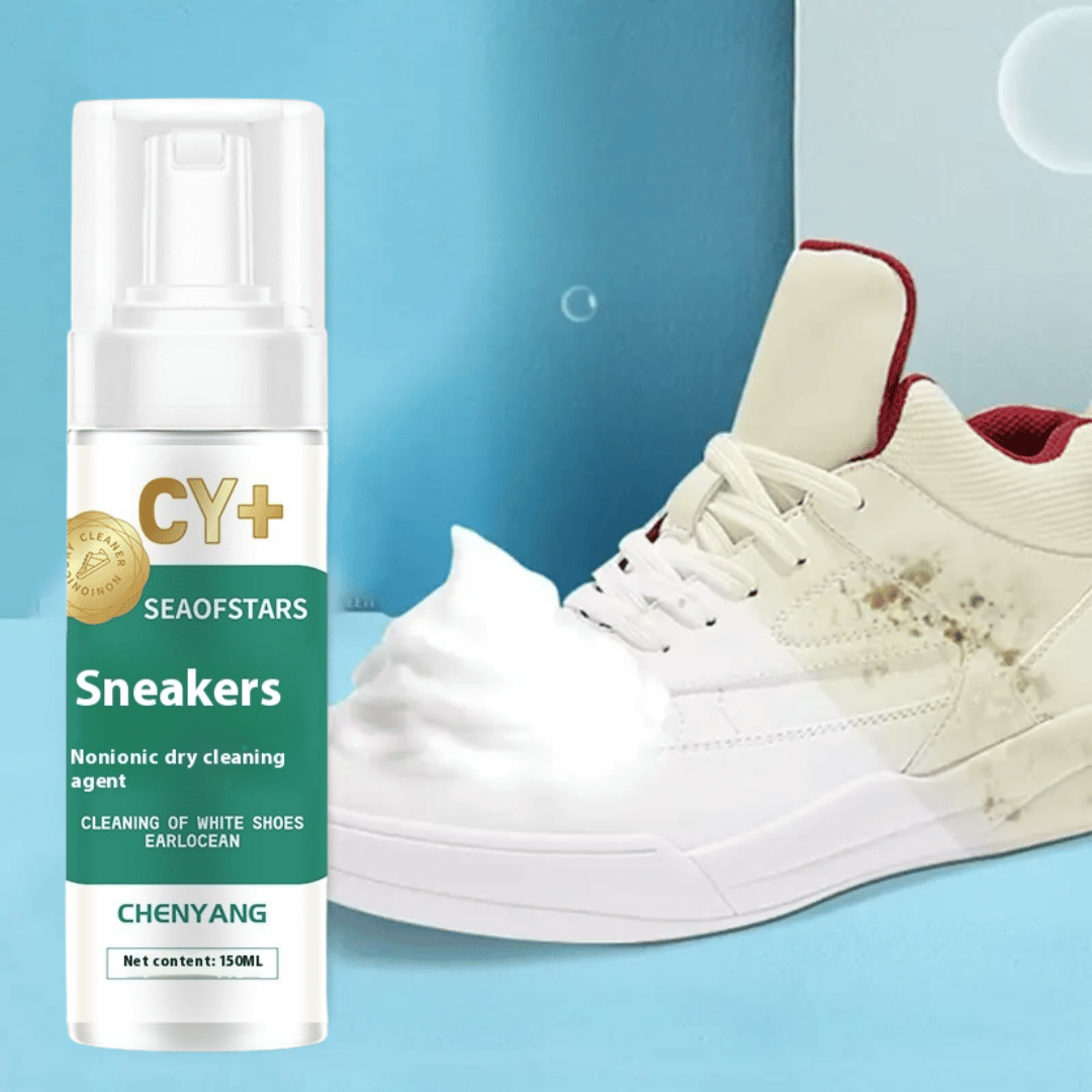 FreshKicks foam sneaker cleaner bottle with deep cleaning formula for all shoe types and footwear maintenance