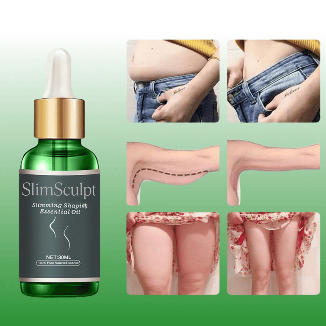 SlimSculpt natural essential oil application on skin - body contouring massage oil for firmer, smoother appearance