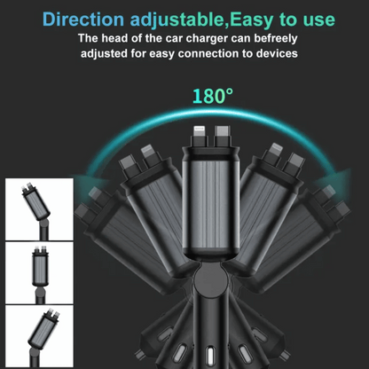 SkyFuse 4-in-1 car charger with 120W power output and LED starry sky design for multiple device charging