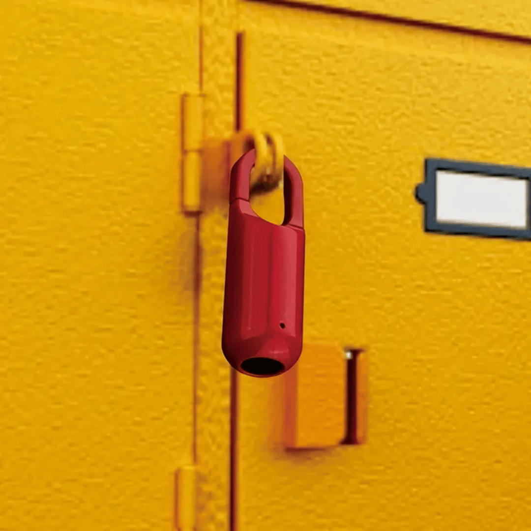 Red lock on a yellow locker