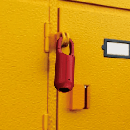 Red lock on a yellow locker