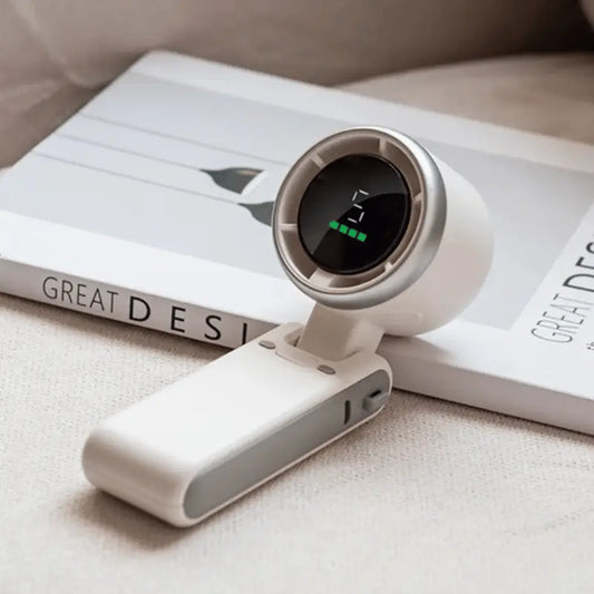 Portable handheld turbofan with 5 adjustable speeds and neck strap - USB rechargeable for outdoor cooling