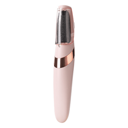 Pink and rose gold skin care device on a white background
