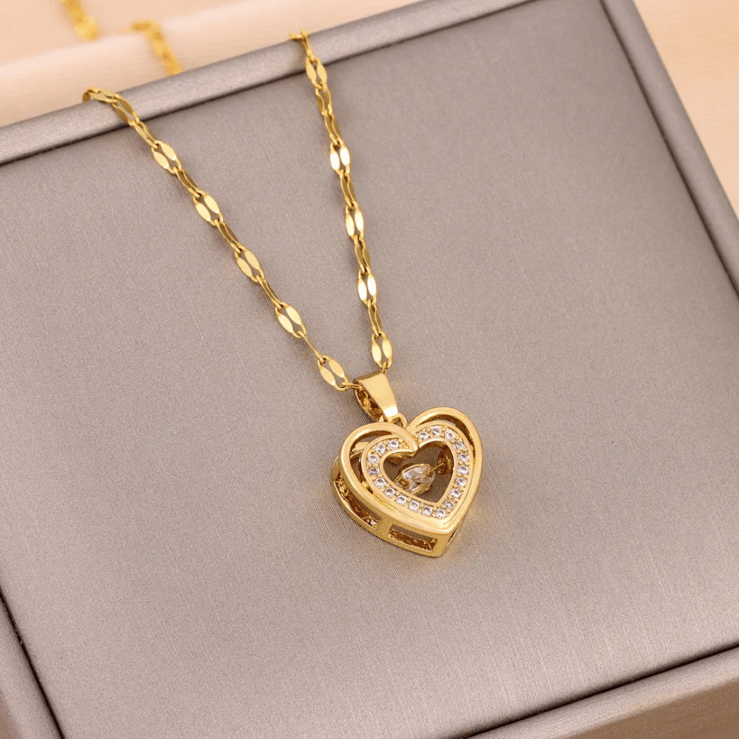 Golden Heart Pendant Necklace close-up - exquisite craftsmanship and timeless design