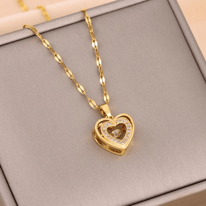 Golden Heart Pendant Necklace close-up - exquisite craftsmanship and timeless design