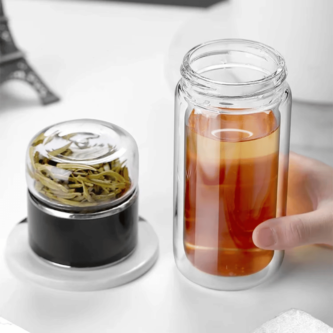 InfusionPro tea bottle features - sleek design with temperature retention