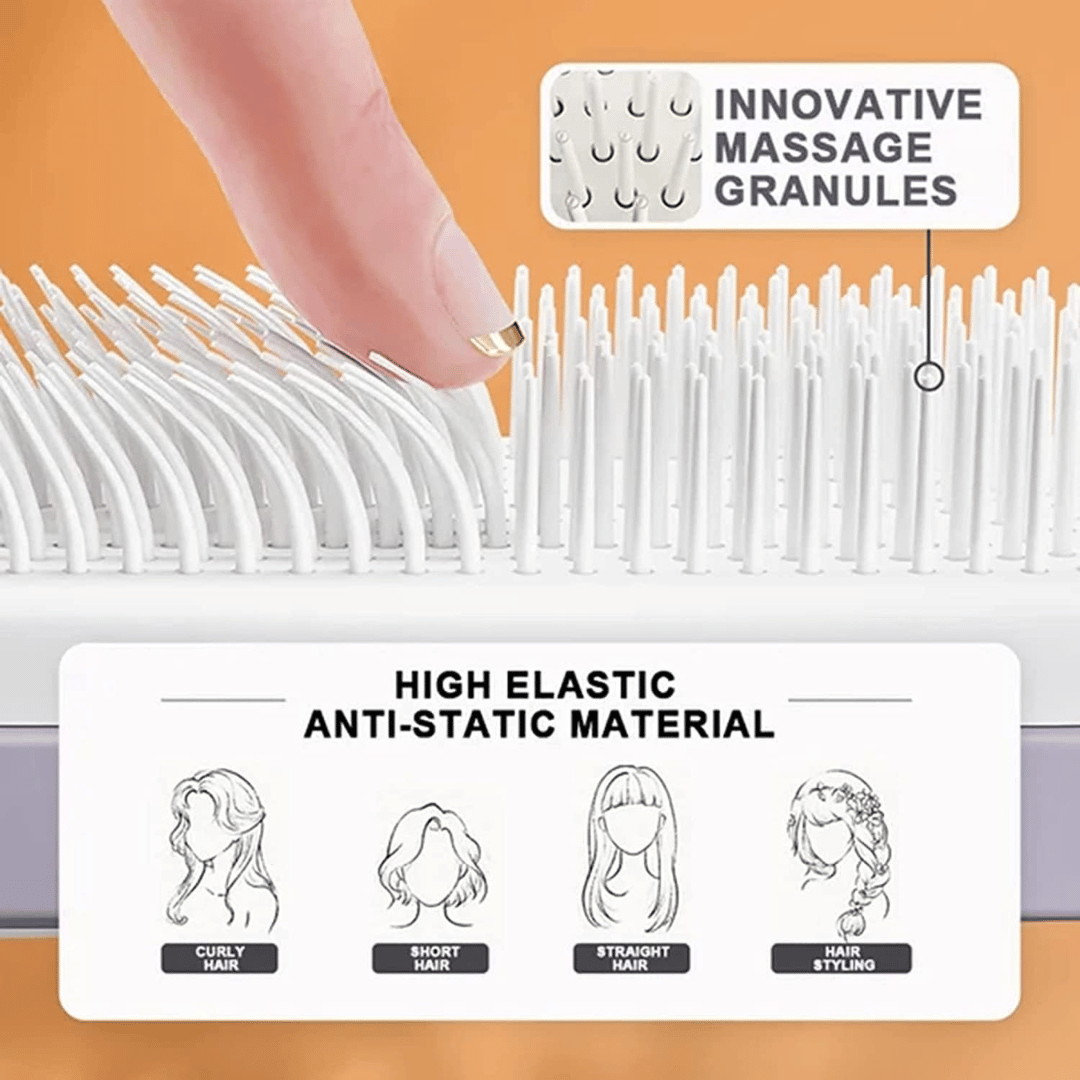 Anti-static technology feature of SilkyCare 4-in-1 hairbrush reducing frizz