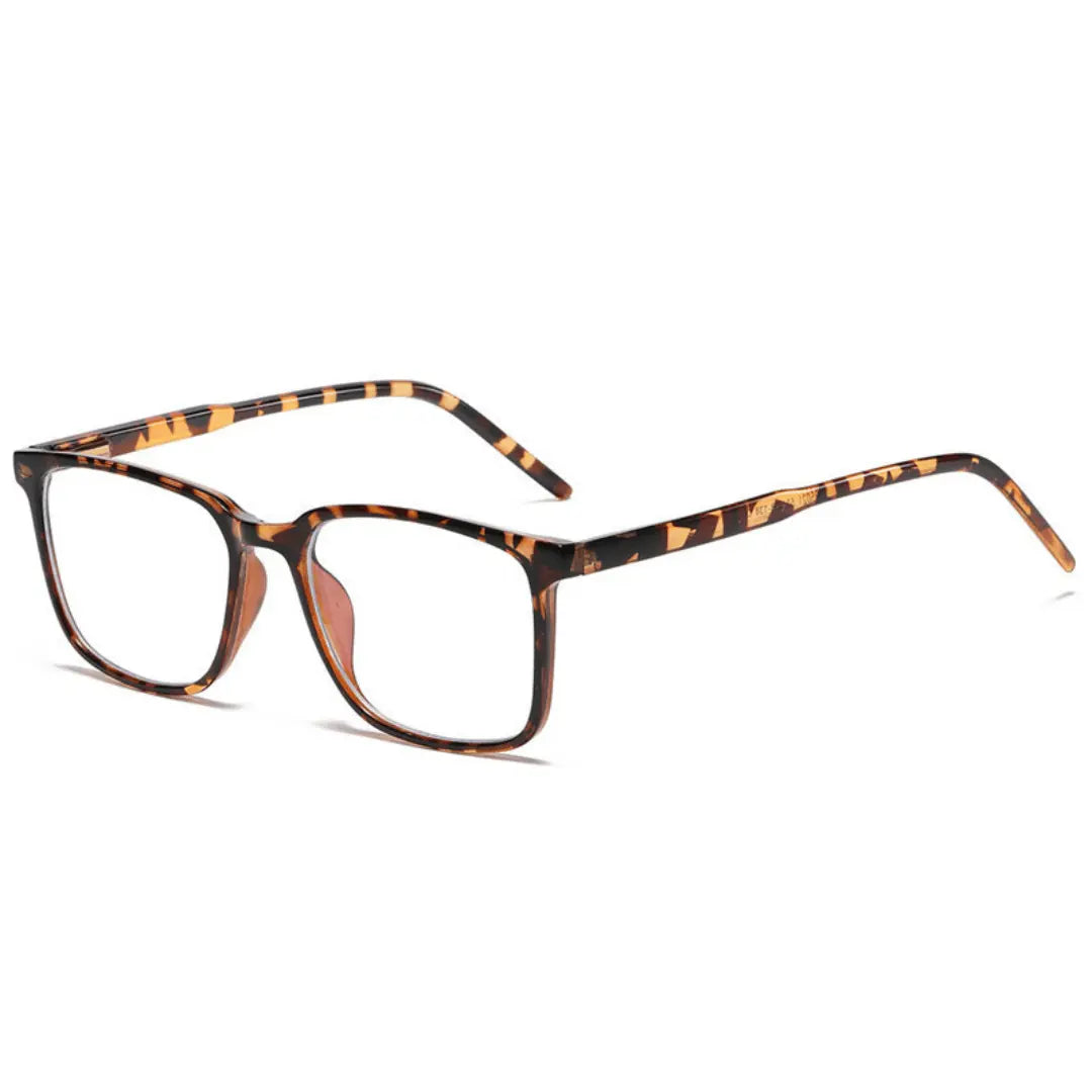 Tortoiseshell eyeglasses on a white background