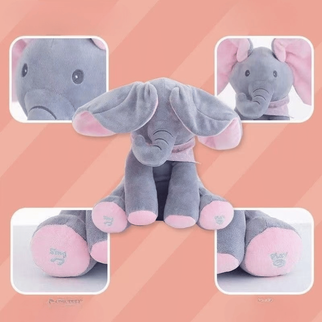 Animated elephant plush toy - baby playing with musical stuffed animal toy