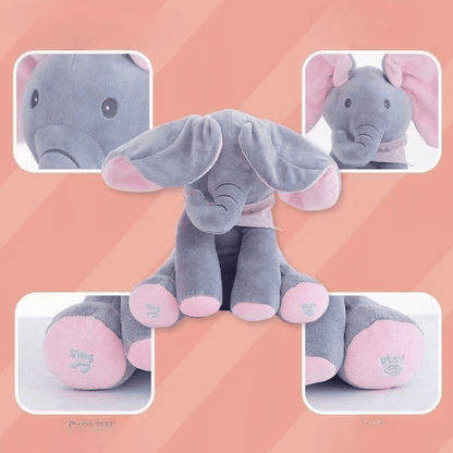 Animated elephant plush toy - baby playing with musical stuffed animal toy