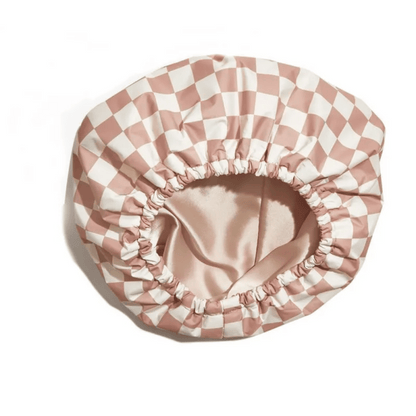 SilkStyle waterproof shower cap with satin-lined interior for ultimate hair protection during showers
