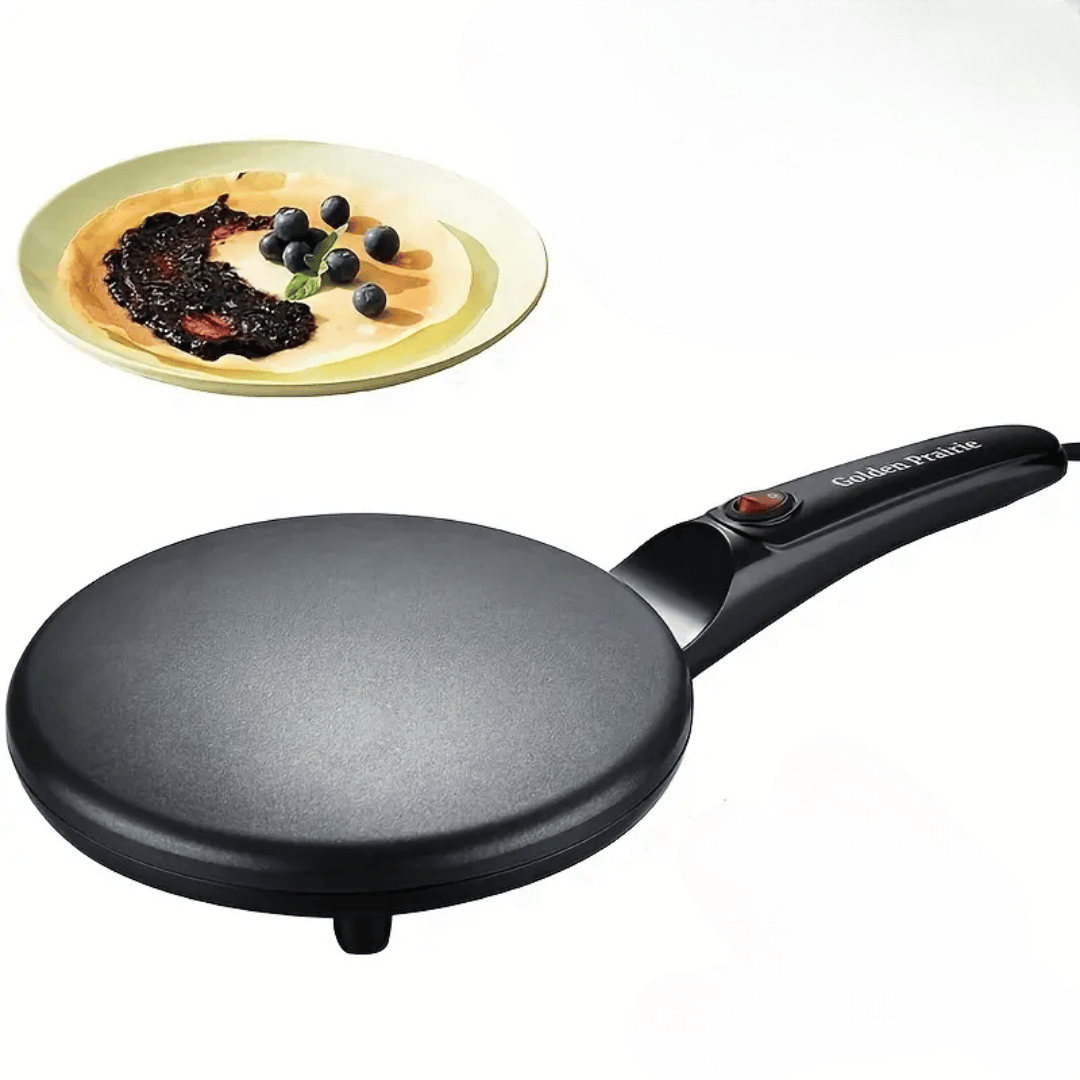 QuickBake electric pancake pan with non-stick surface for perfect breakfast cooking