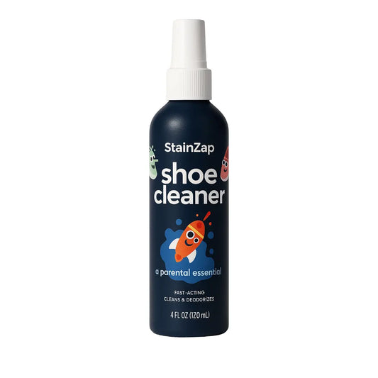 StainZap shoe cleaner foam bottle for water-free cleaning of sneakers, boots, and all shoe types